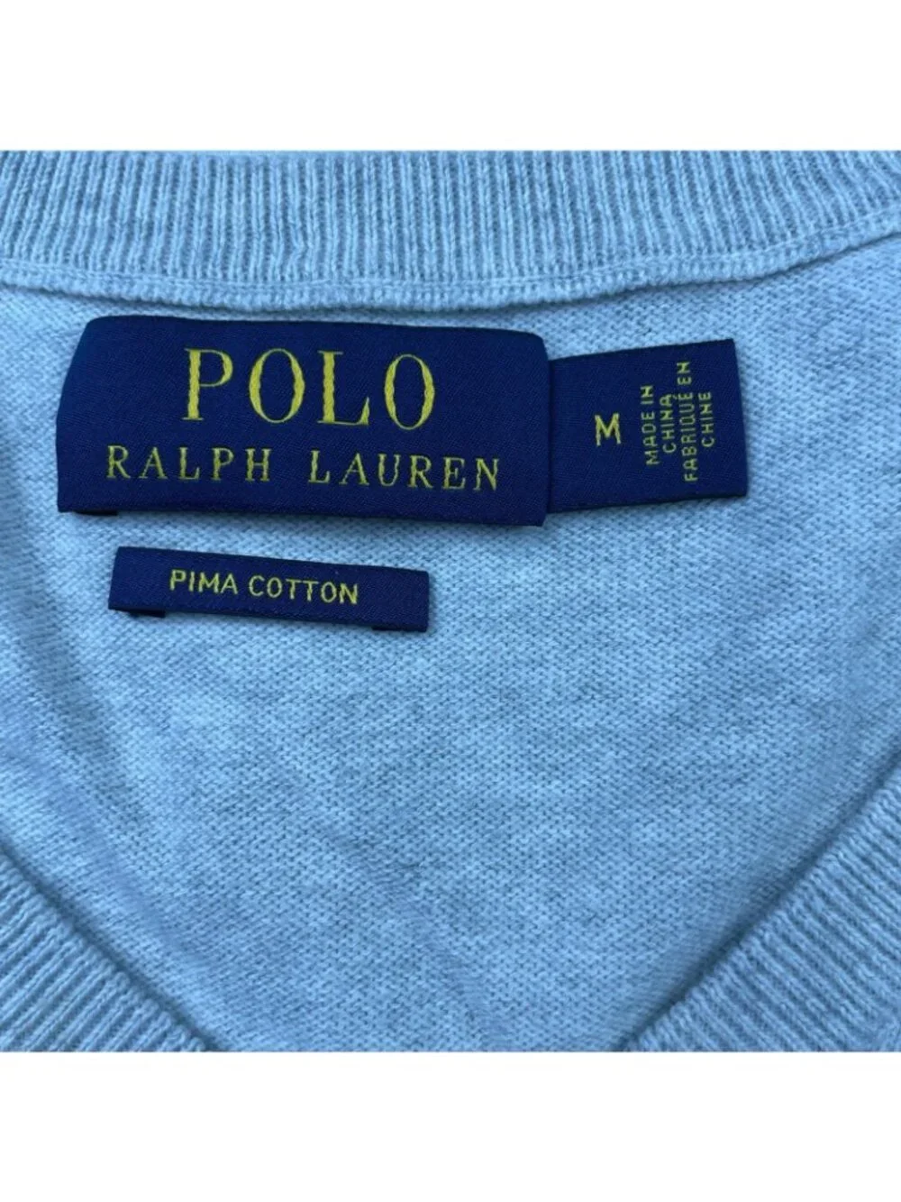 Polo Ralph Lauren Men's 100% Pima Cotton V-Neck Pullover Sweater Gray • Medium
